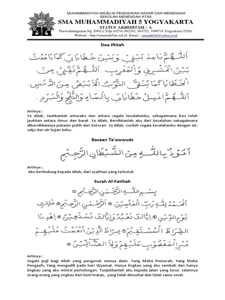 Bacaan Sholat Tahiyat Awal Dan Akhir Muhammadiyah