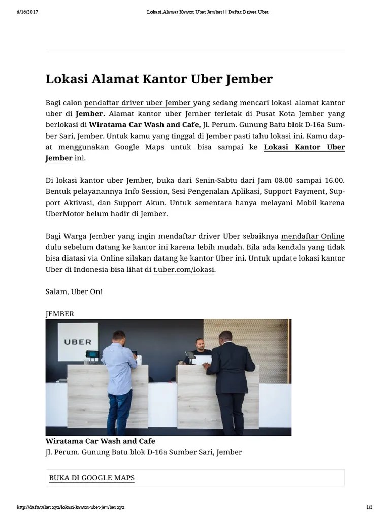 Lokasi Alamat Kantor Uber Jember - Daftar Driver Uber