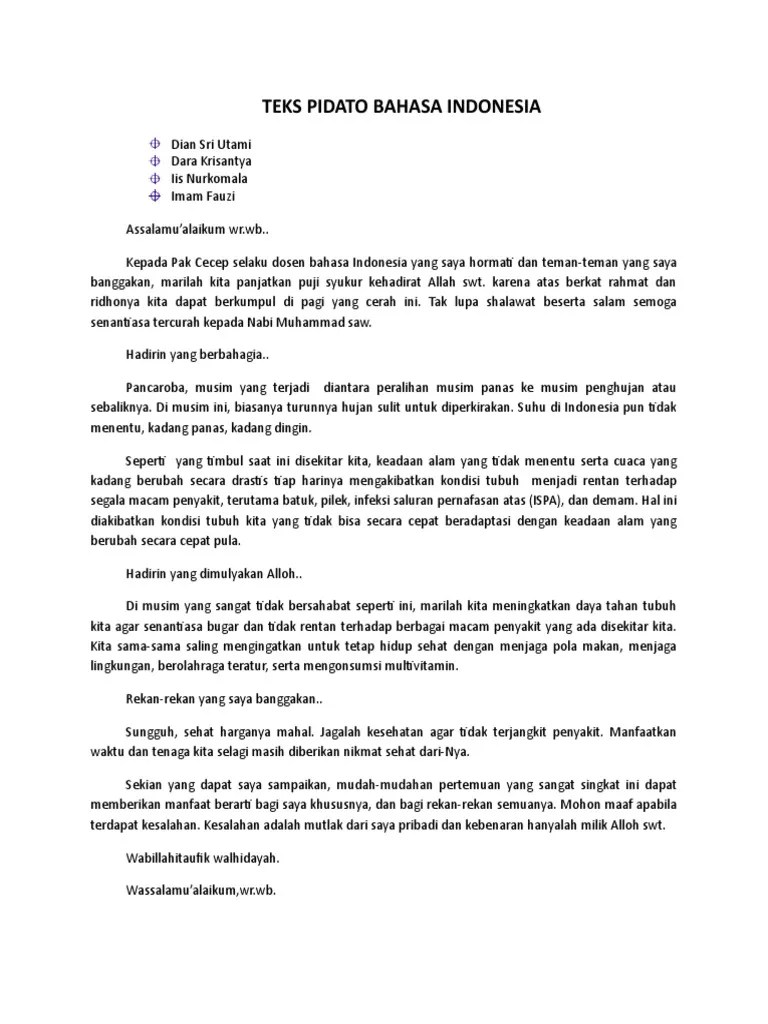 Contoh Pidato Bahasa Indonesia Tentang Lingkungan Alam