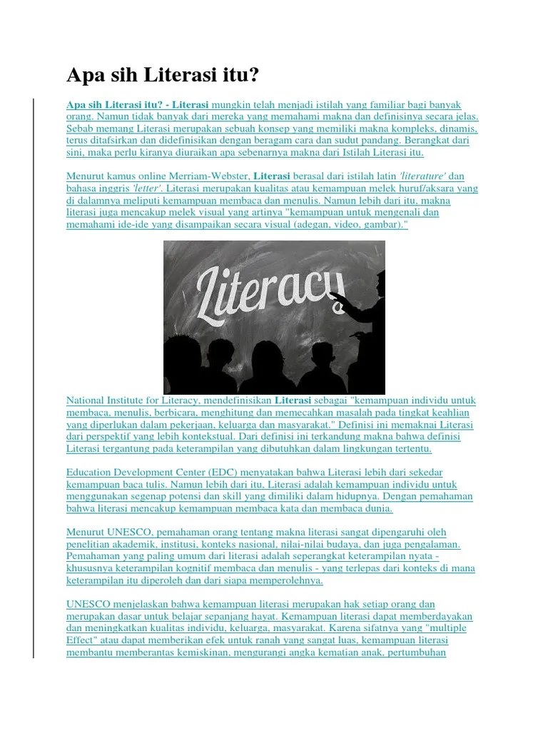 Apa Sih Literasi Itu | PDF