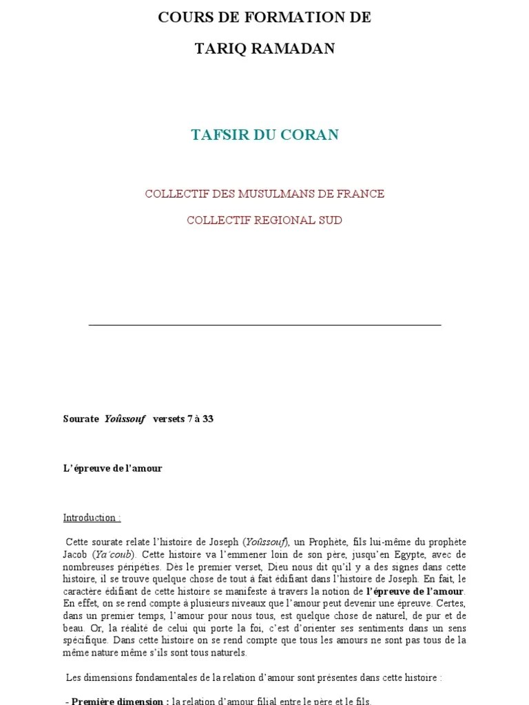 Tafsir - SOURATE YOUSSEF | PDF | Abraham | Mensonge