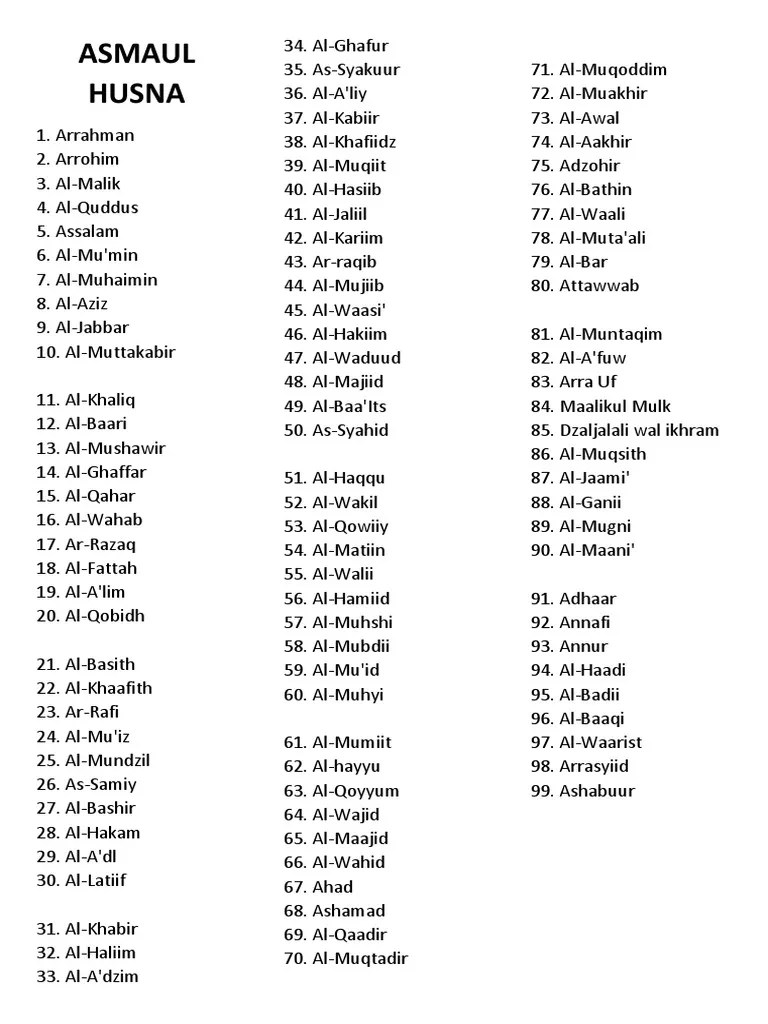 Asmaul Husna Latin | PDF
