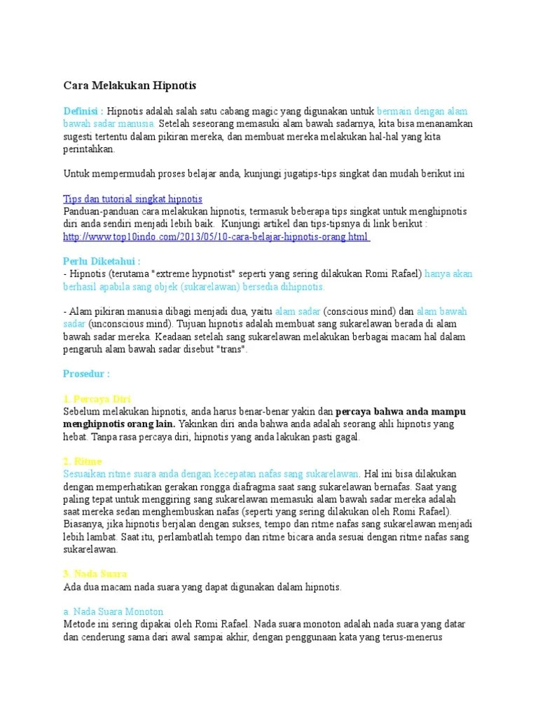 Cara Melakukan Hipnotis | PDF