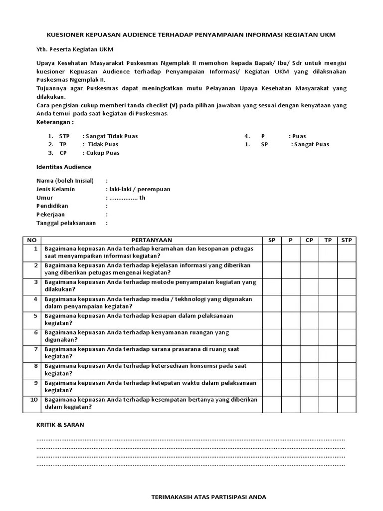 4.2 Kuesioner Kepuasan Audience Penyululuhan Kesehatan Masyarakat | PDF