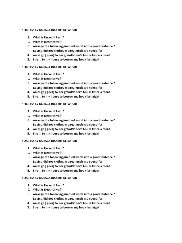 Contoh Soal Bahasa Inggris Arranging The Sentence Beserta Jawabannya -  Peranti Guru