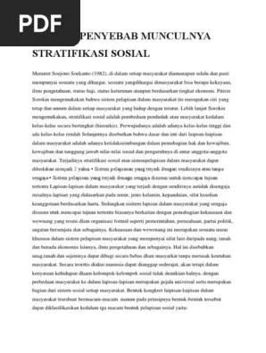 Faktor Penyebab Munculnya Stratifikasi Sosial | PDF