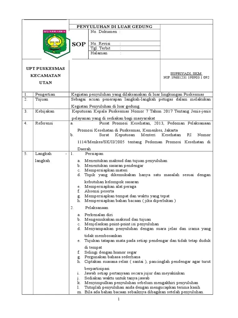 529 SOP Penyuluhan Luar Gedung | PDF