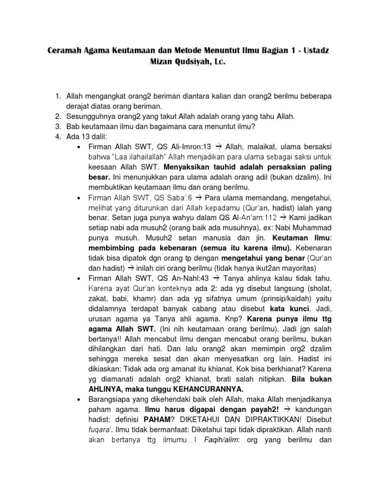 Pidato Keutamaan Menuntut Ilmu Singkat