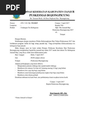 Surat Undangan Tes Kebugaran