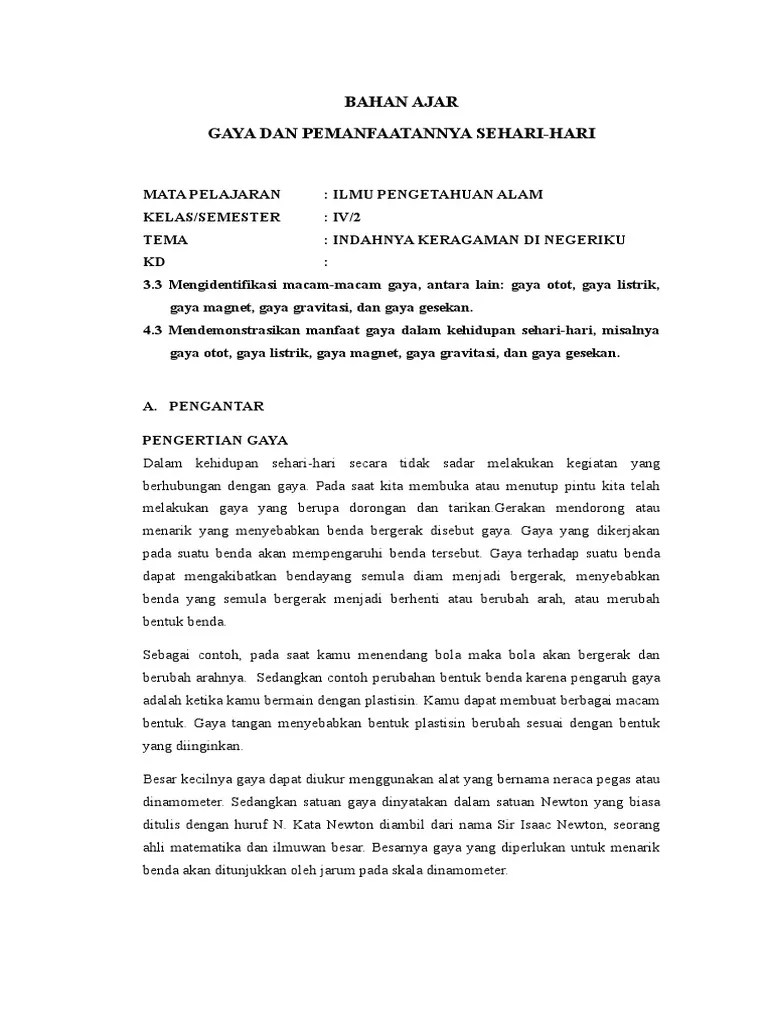 Bahan Ajar IPA Gaya | PDF