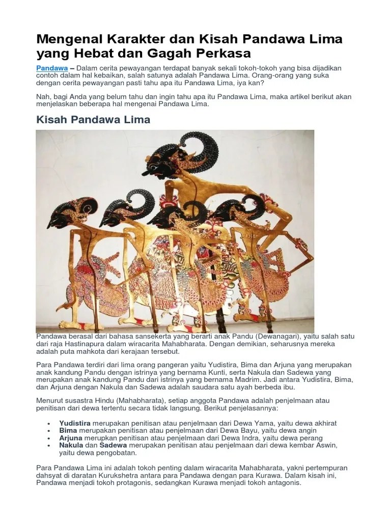 Deskripsi Wayang Nakula Dalam Bahasa Jawa