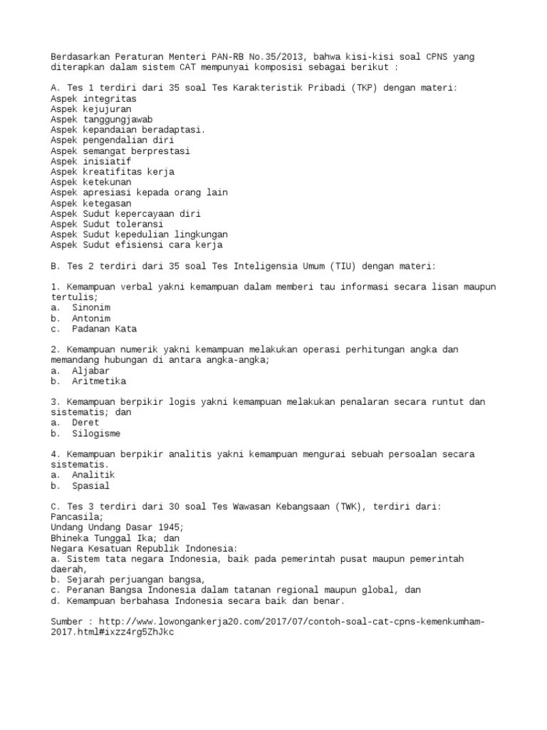 Kisi Kisi Cpns | PDF