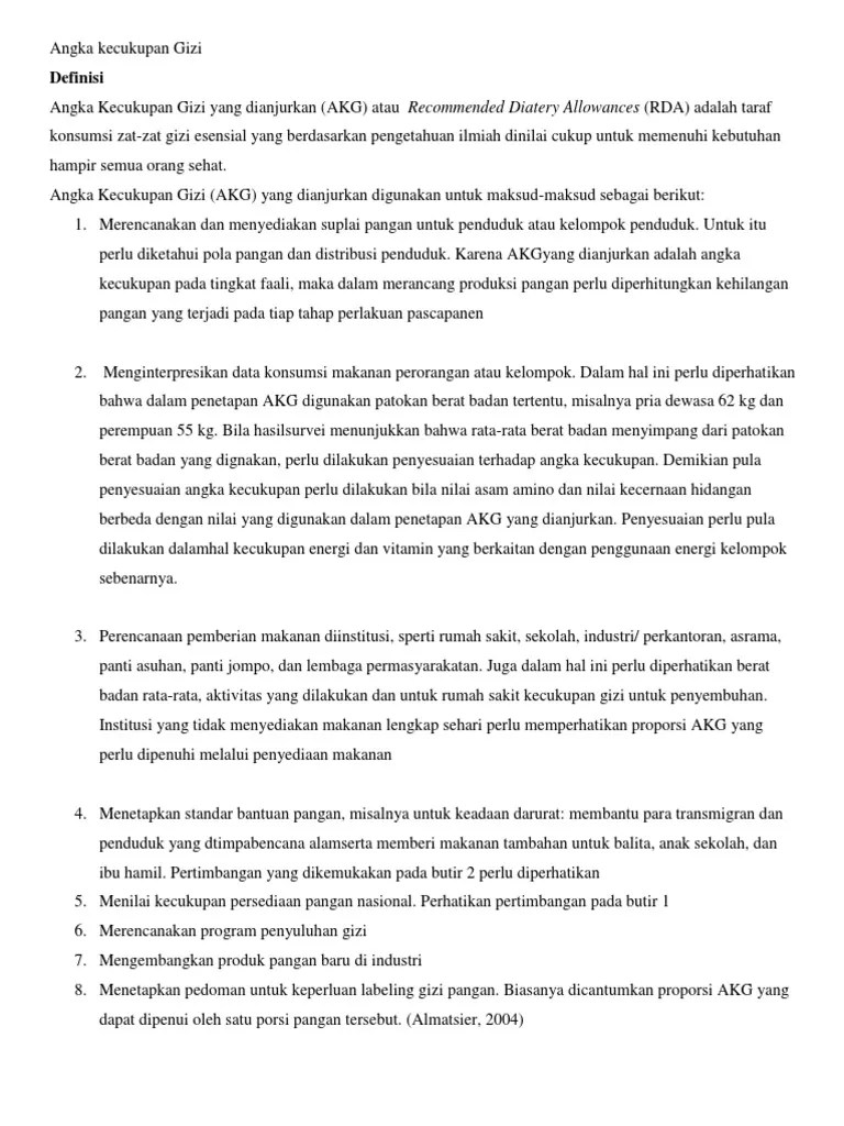 AKG Definisi Dan Tujuan | PDF
