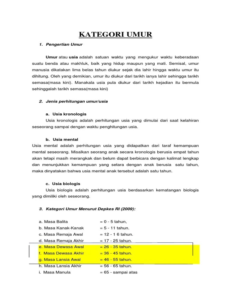 Kategori Umur | PDF