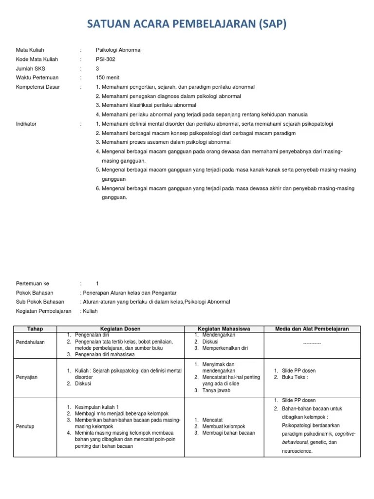 SAP PSI 302 SAP Psikologi Abnormal | PDF