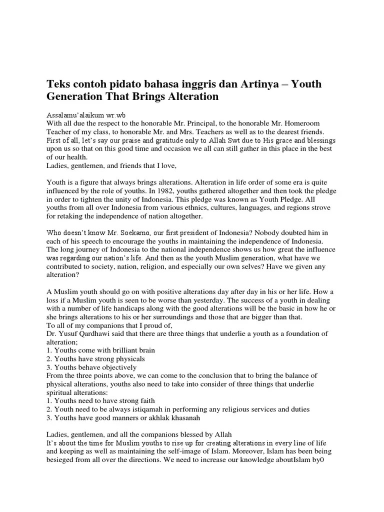 Contoh Pidato Bahasa Inggris Singkat Tentang Islam Beserta Artinya