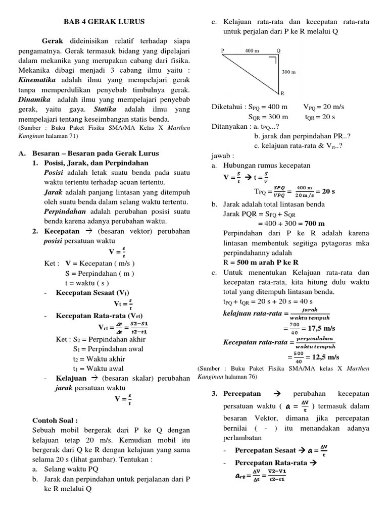 Ringkasan Materi Gerak Fisika Kls X | PDF