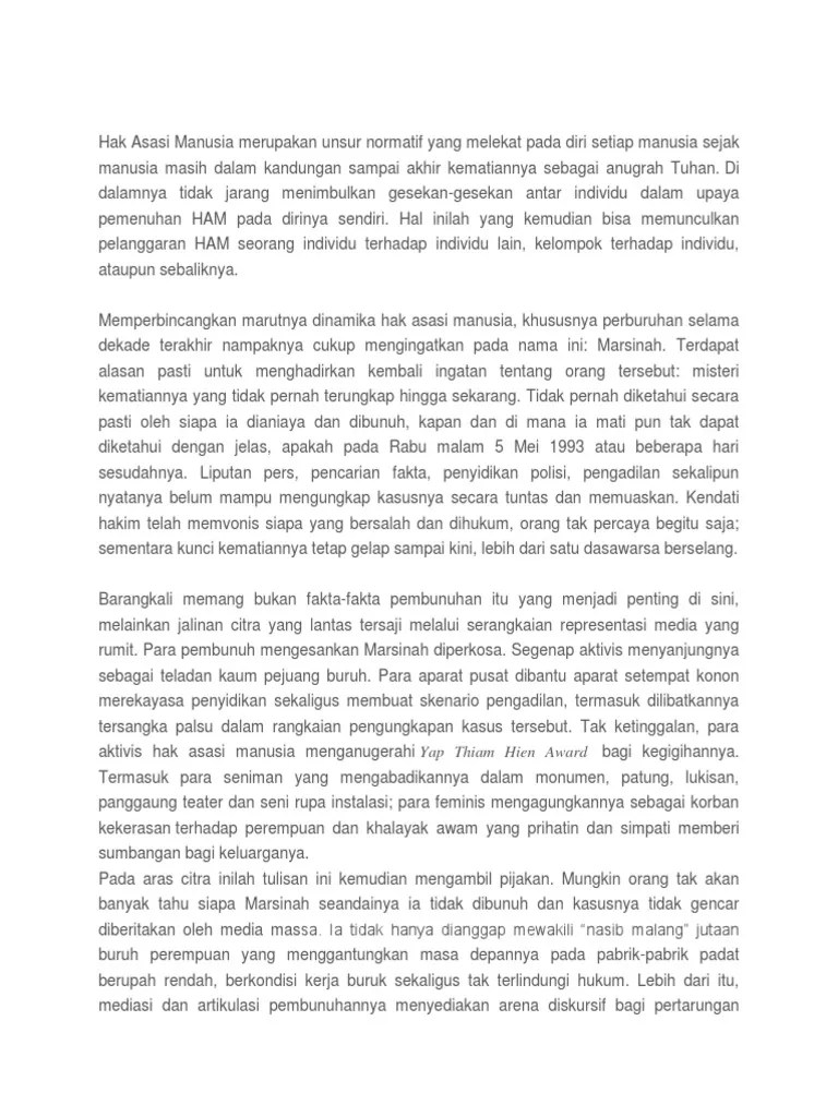 Hak Asasi Manusia Merupakan Unsur Normatif Yang Melekat Pada Diri Setiap  Manusia | PDF