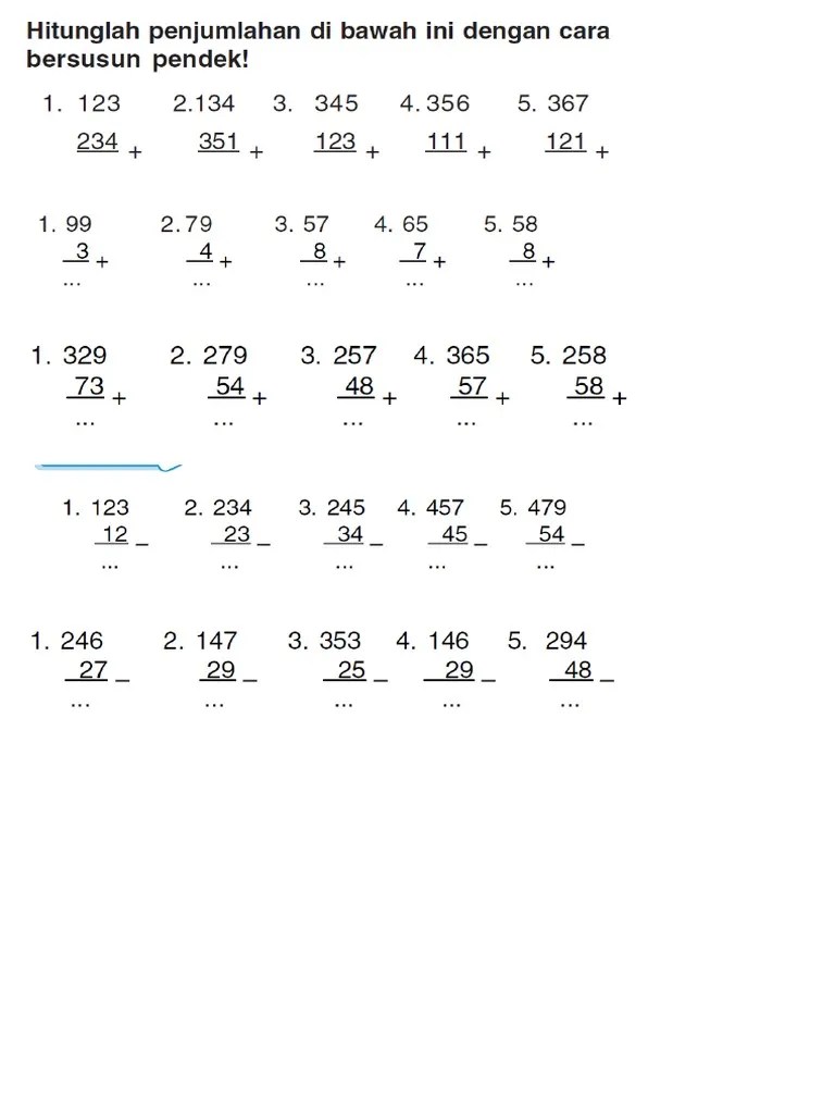 Penjumlahan Bersusun Panjang Kelas 1 Sd – Sekali