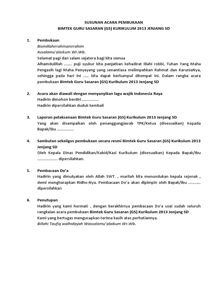 Susunan Acara Pembukaan | PDF