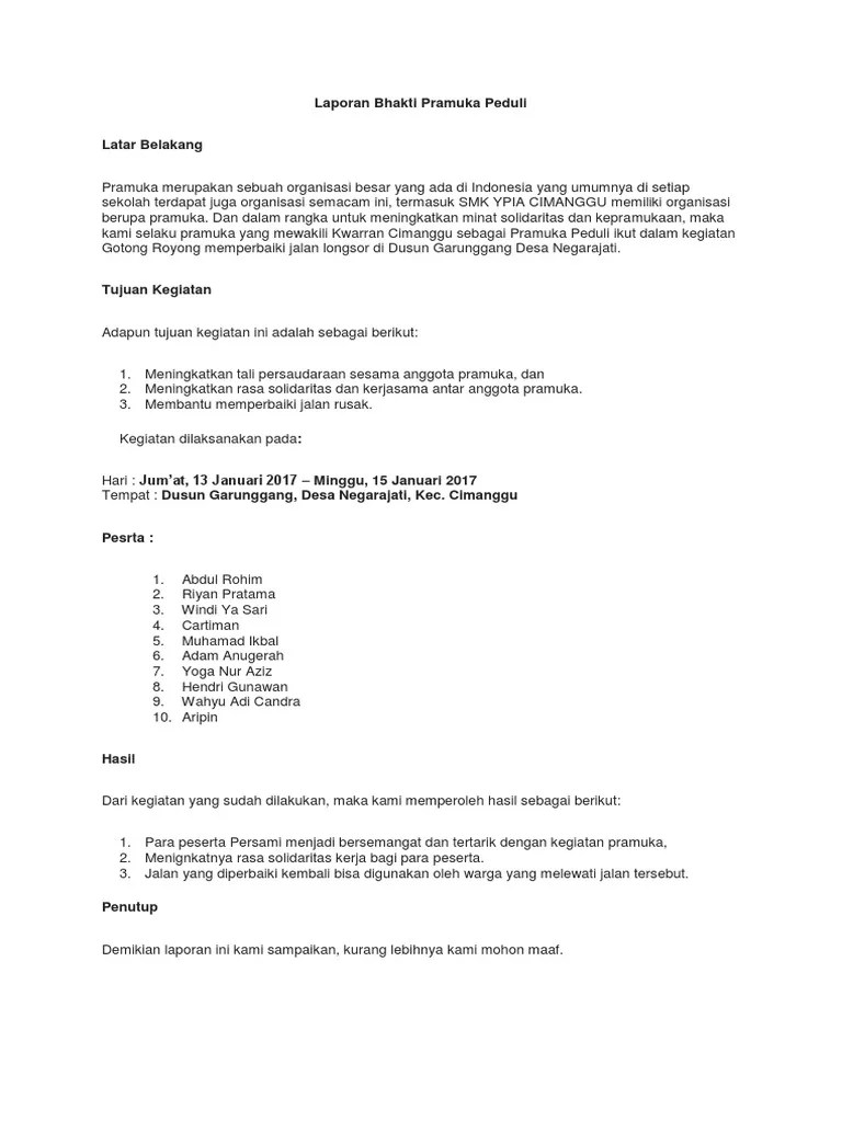 Laporan Kegiatan Gotong Royong Pramuka | PDF