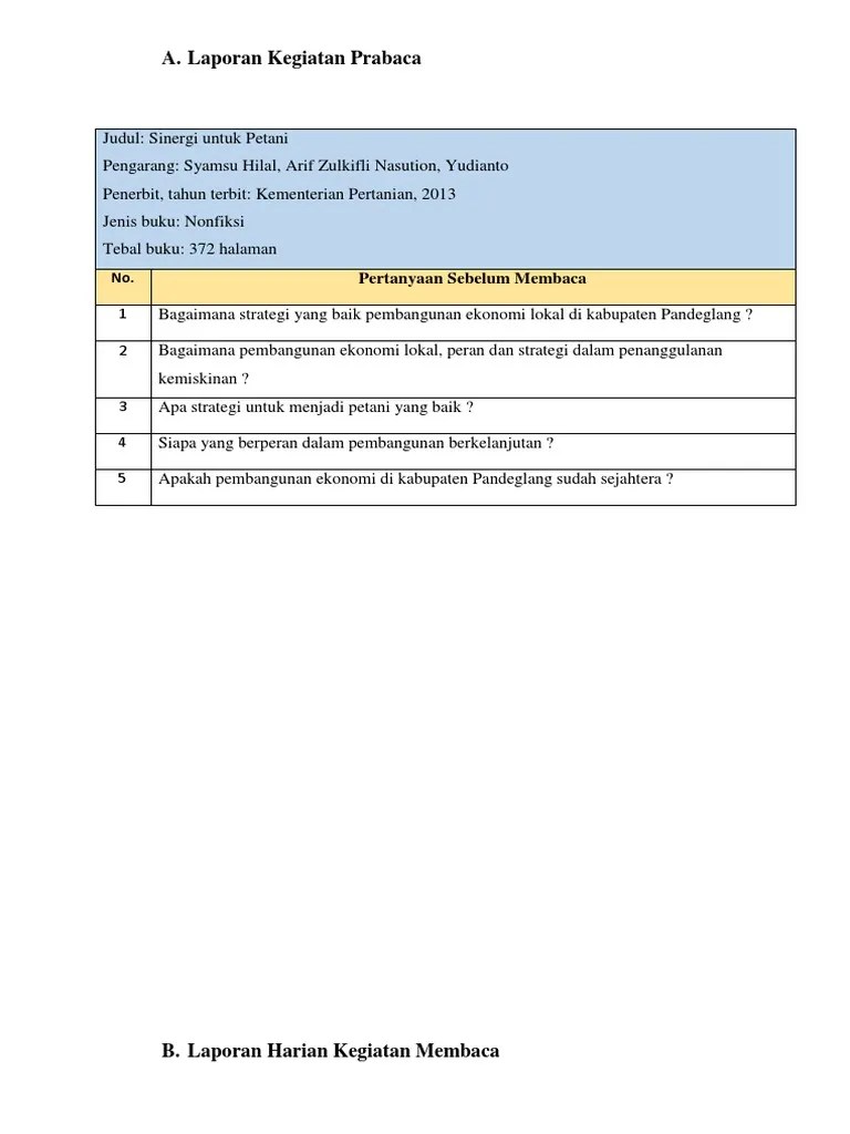Contoh Laporan Prabaca Non Fiksi - Seputar Laporan