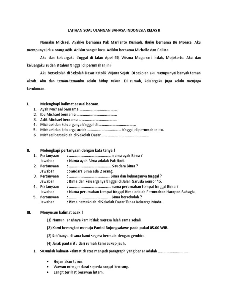 Soal Menyusun Kalimat Kelas 1 Sd – Mudah