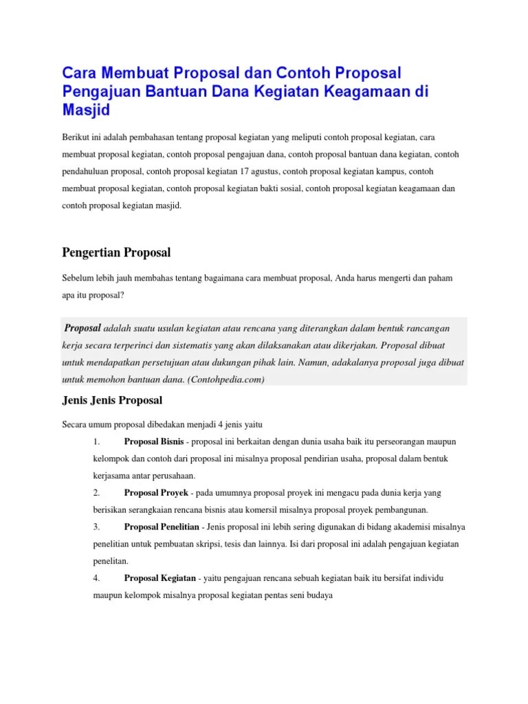 Contoh Proposal Pengajuan Dana Kegiatan Bakti Sosial