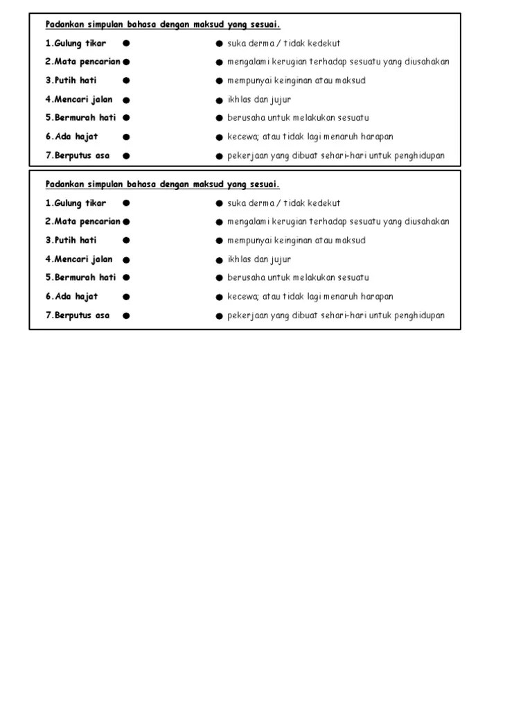 Padankan Simpulan Bahasa Dengan Maksud Yang Sesuai | PDF