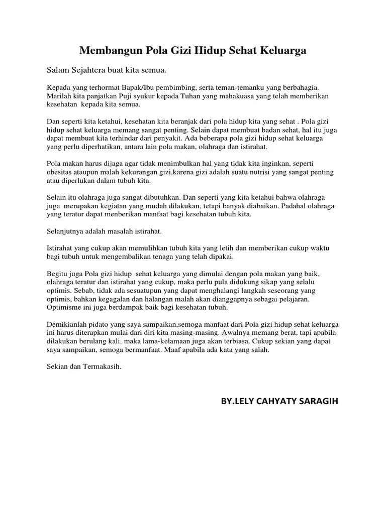 Pidato Tentang Pola Hidup Sehat – Pigura