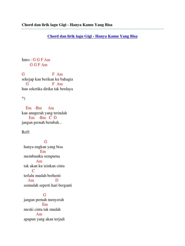 Chord Gitar Gigi Sebelah Mata