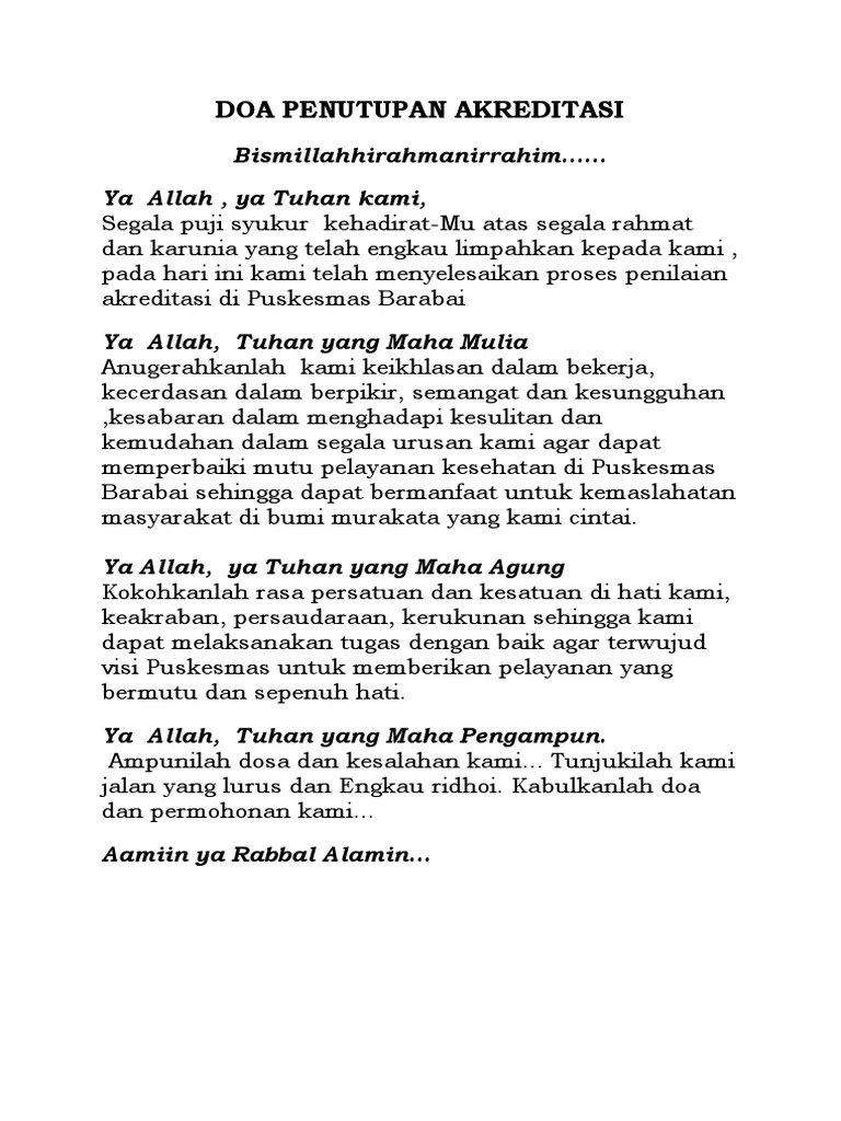 Doa Penutupan Akreditasi | PDF