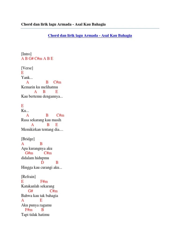 Chord Gitar Armada Asal Kau Bahagia Chordfrenzy