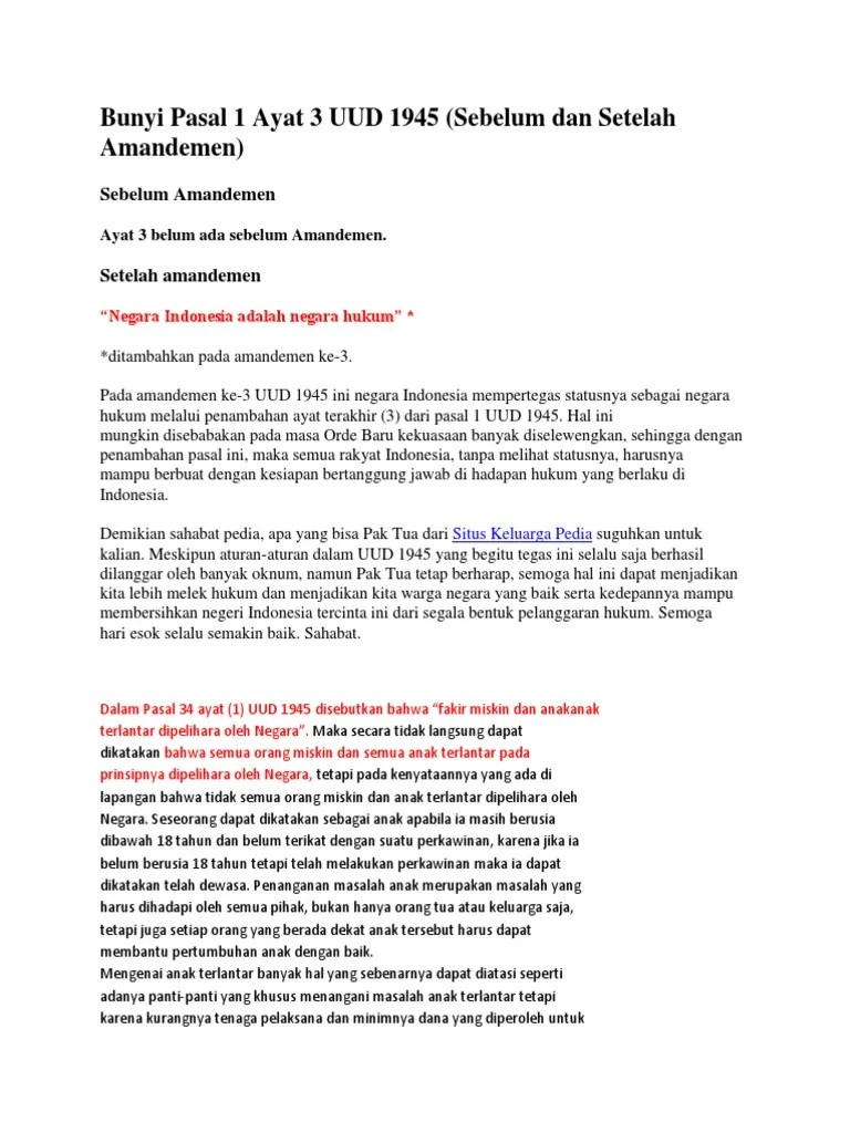 Isi Pasal 27 Ayat 1 Dan 2 Uud 1945