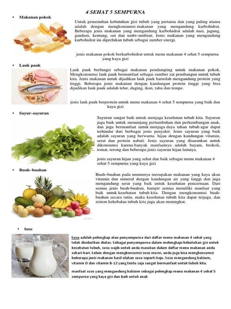 4 Sehat 5 Sempurna Dan Manfaatnya - Revisi Id