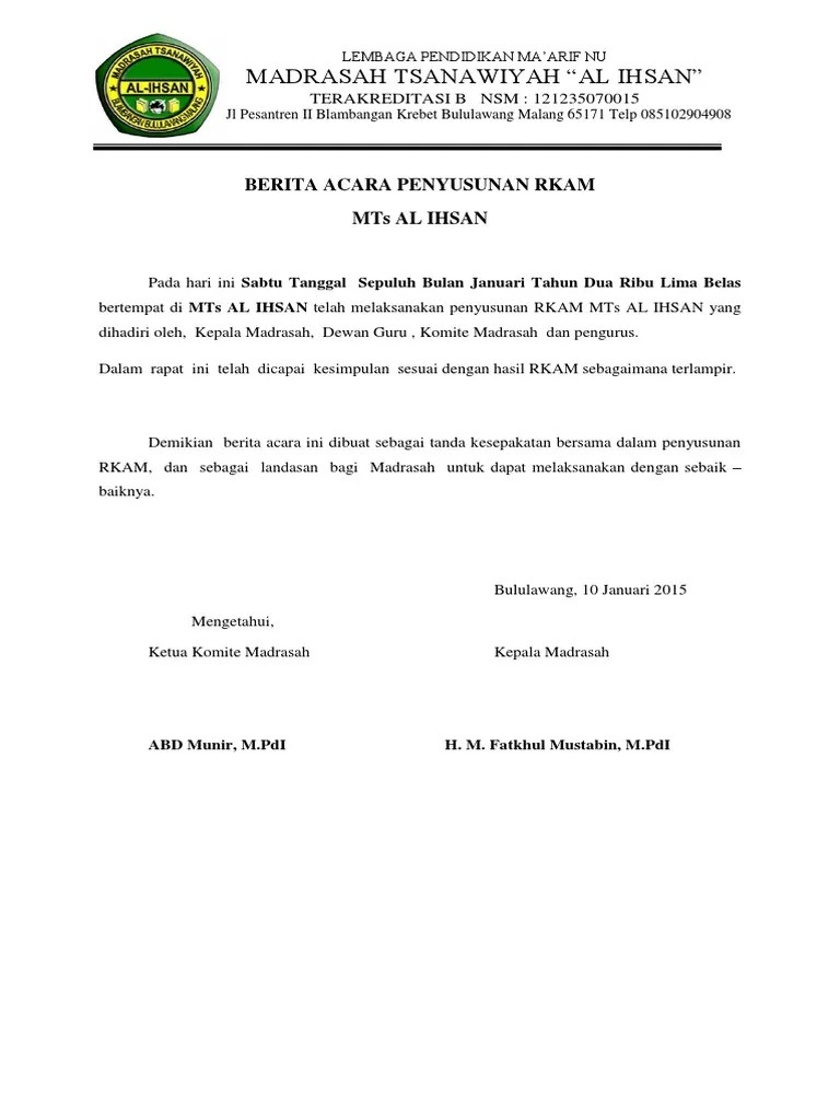 Berita Acara Penyusunan Rkam | PDF