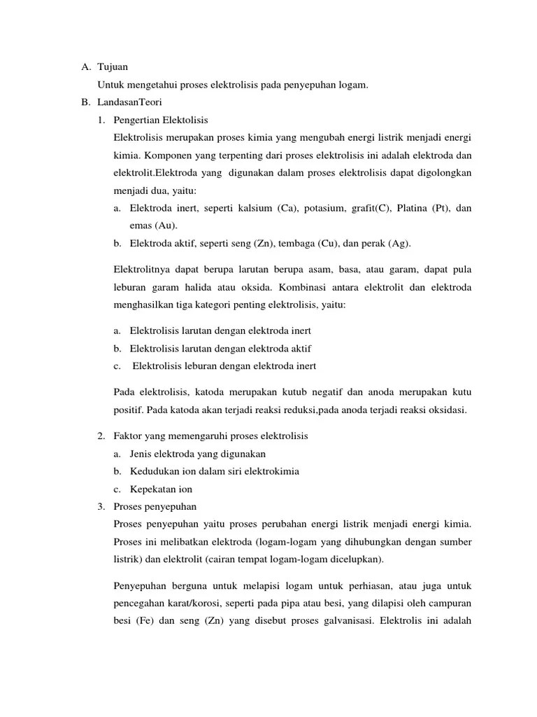 Langkah Kerja Elektrolisis | PDF