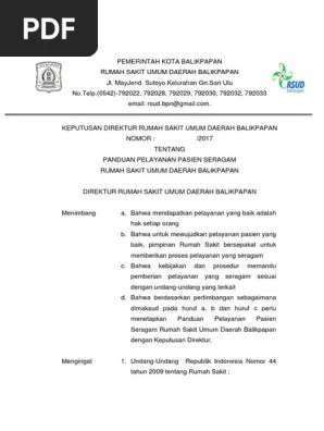SK Panduan Pelayanan Pasien Seragam | PDF