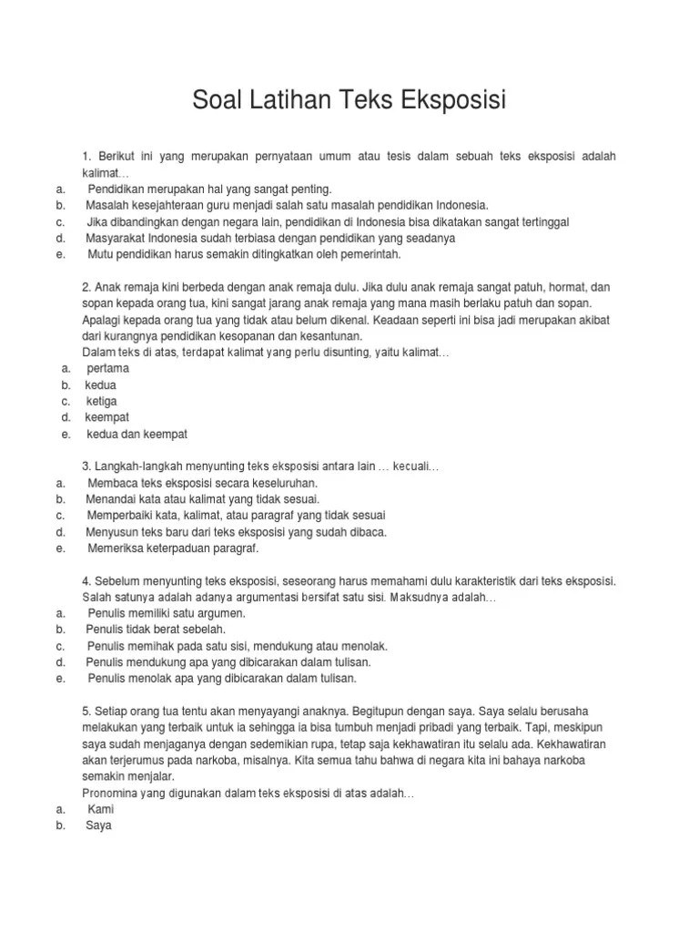Soal Latihan Teks Eksposisi | PDF