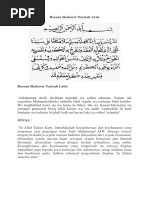 Bacaan Shalawat Nariyah Arab | PDF