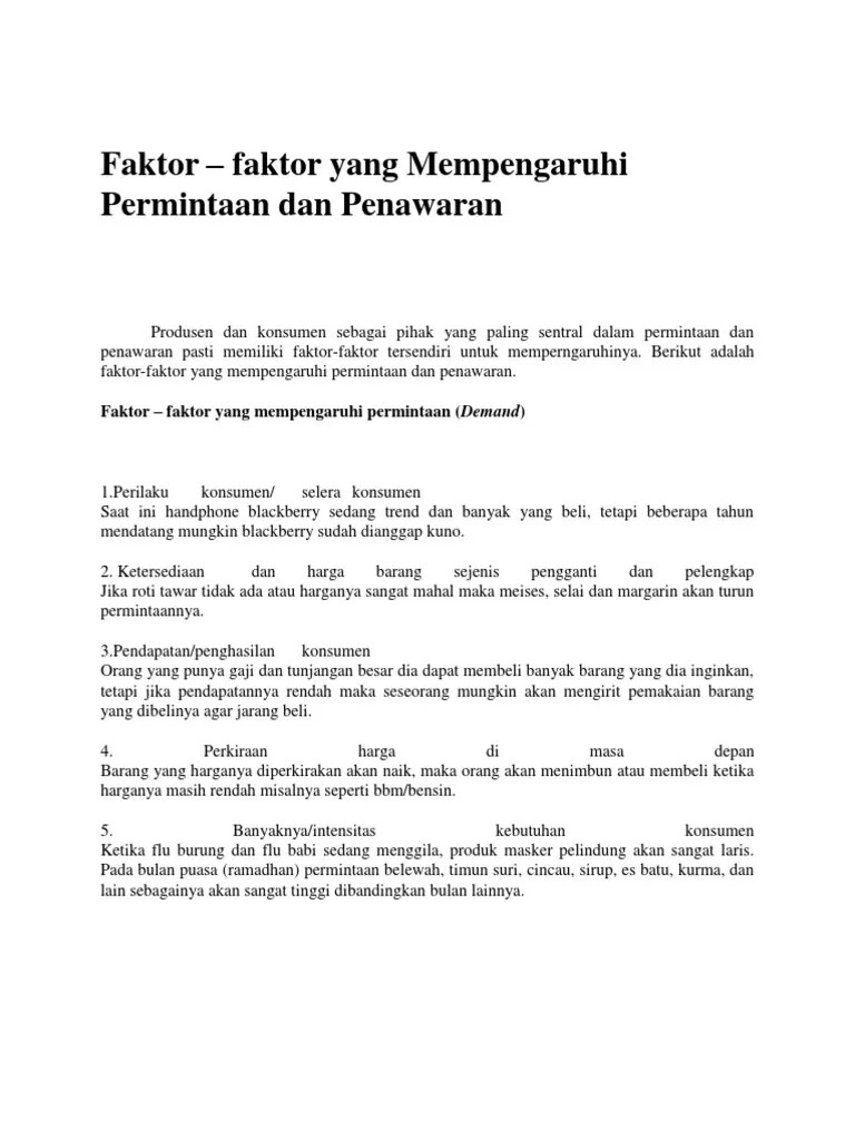 Faktor Yang Mempengaruhi Permintaan - andri