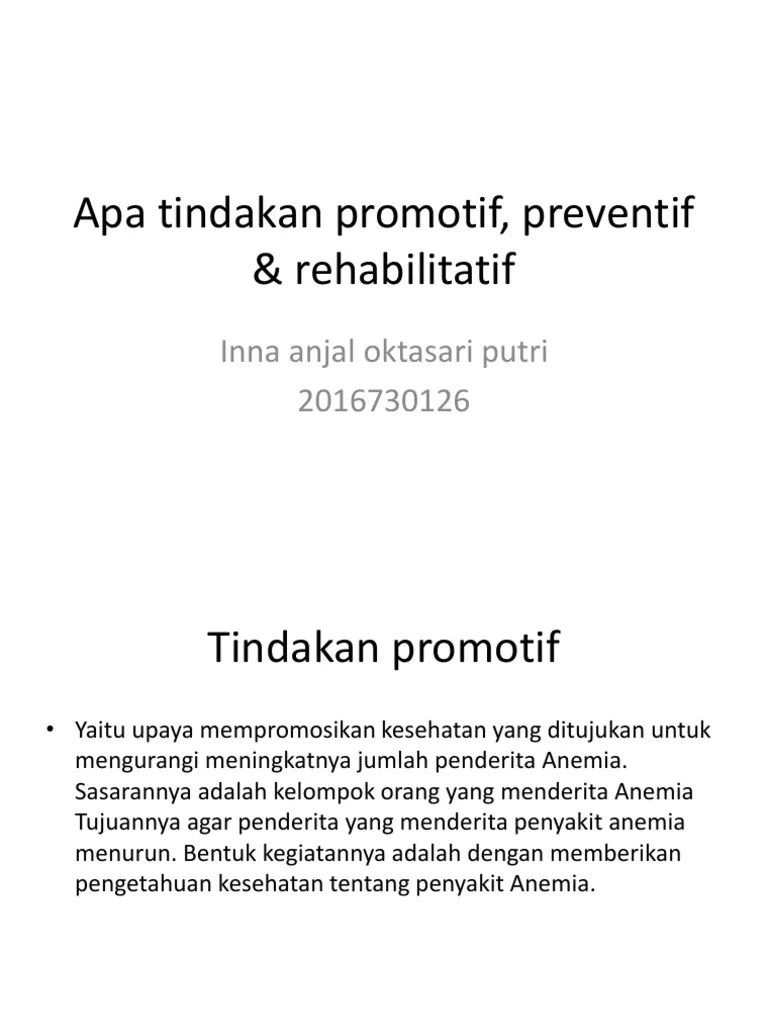 Tindakan Promotif, Preventif &amp; Rehabilitatif | PDF