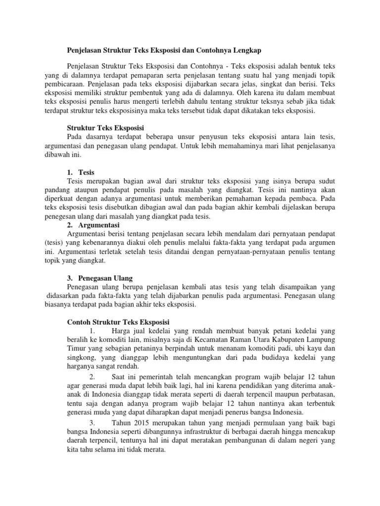 Penjelasan Struktur Teks Eksposisi Dan Contohnya Lengkap | PDF