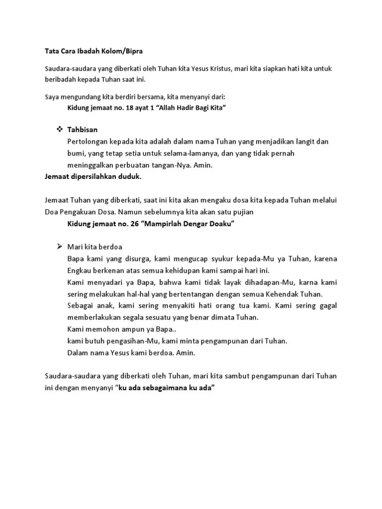 Tata Cara Ibadah Kolom | PDF