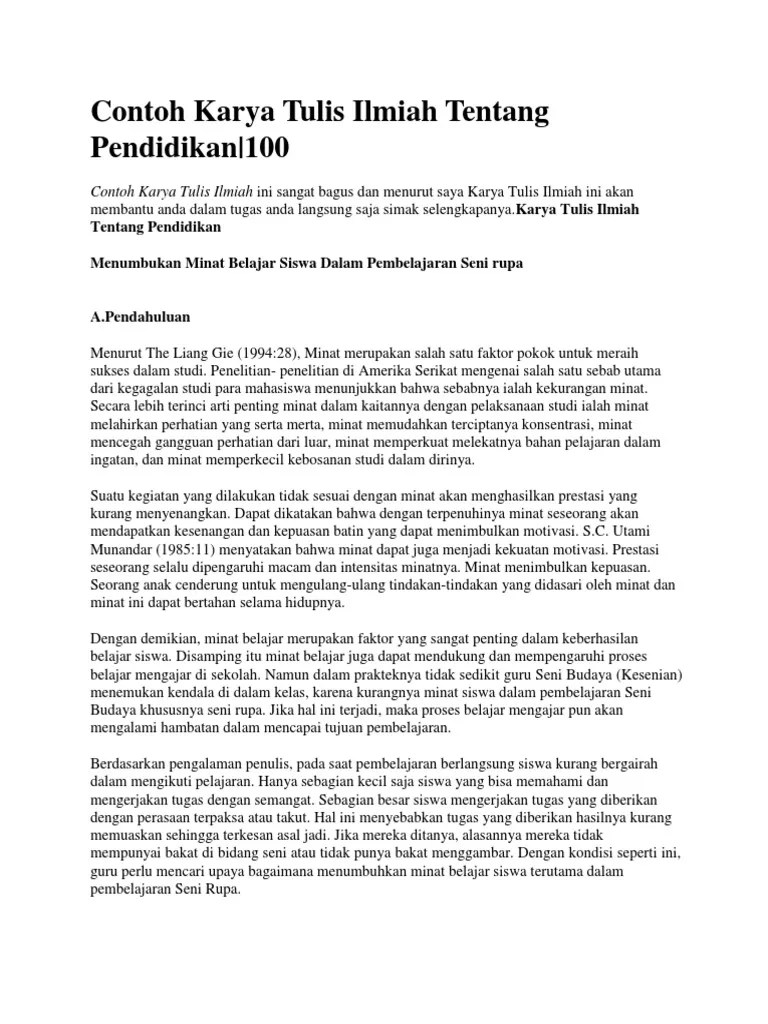 Contoh Karya Tulis Ilmiah Tentang Pendidikan Seni Budaya ERLET GABLEK | PDF