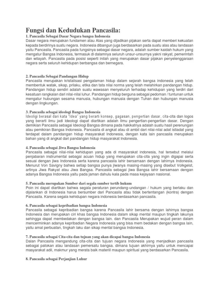 Fungsi Dan Kedudukan Pancasila | PDF