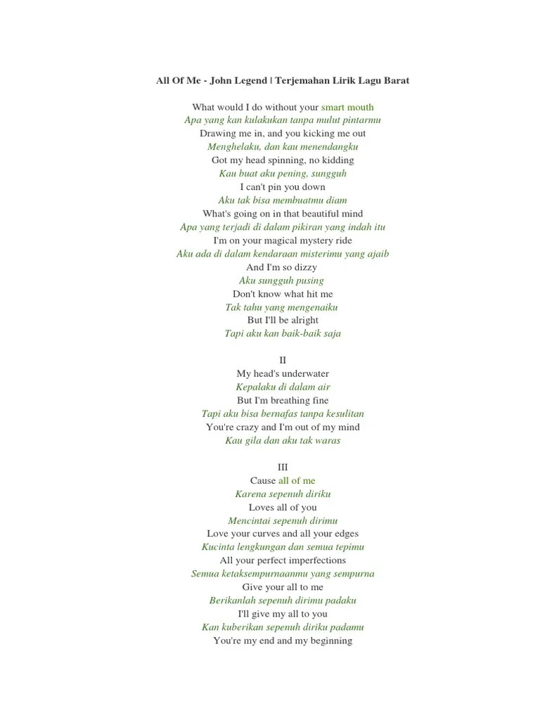 Arti Lirik Lagu All Of Me John Legend – Kami