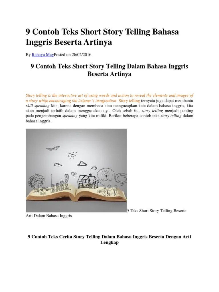 9 Contoh Teks Short Story Telling Bahasa Inggris Beserta Artinya | PDF