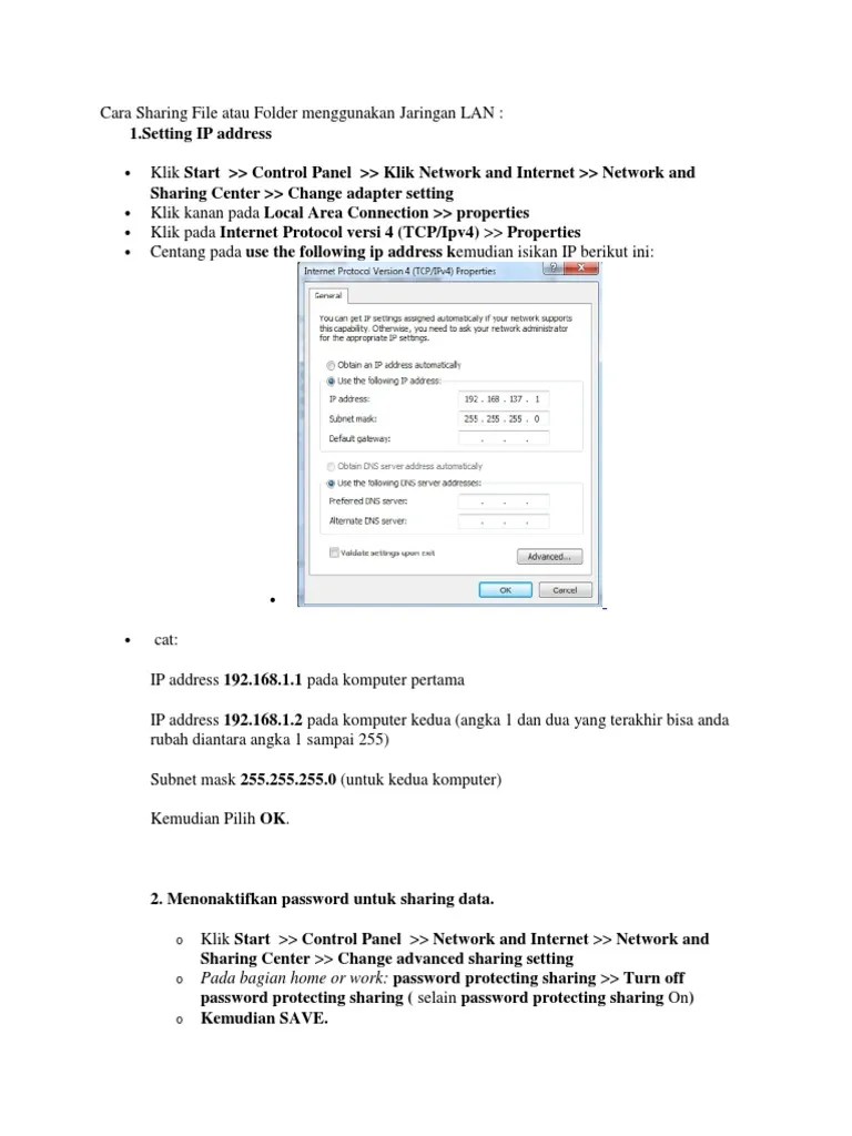 Cara Sharing File Atau Folder Menggunakan Jaringan LAN | PDF
