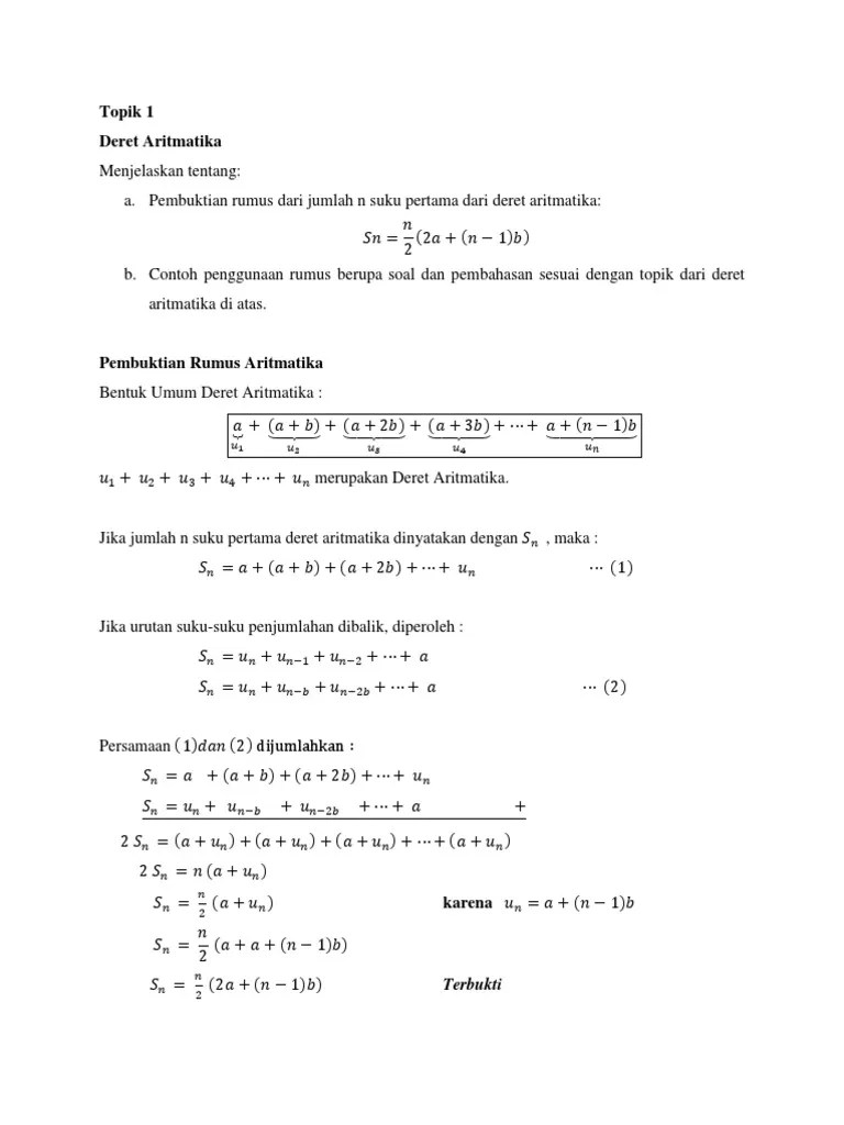 Pembuktian Rumus Deret Aritmatika – Dengan